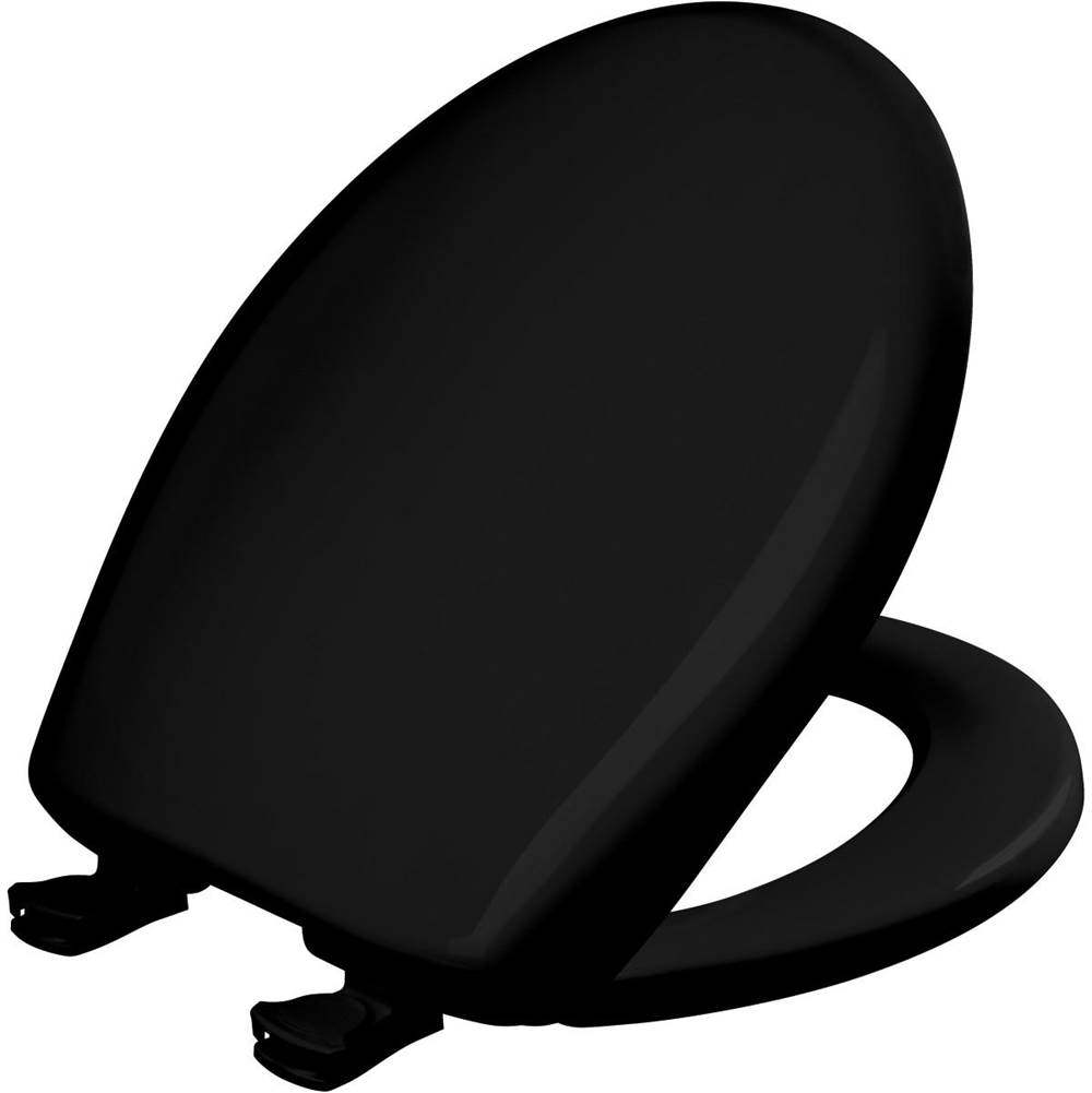 Bemis Round Plastic Toilet Seat with WhisperClose with EasyClean & Change Hinge and STA-TITE in Black