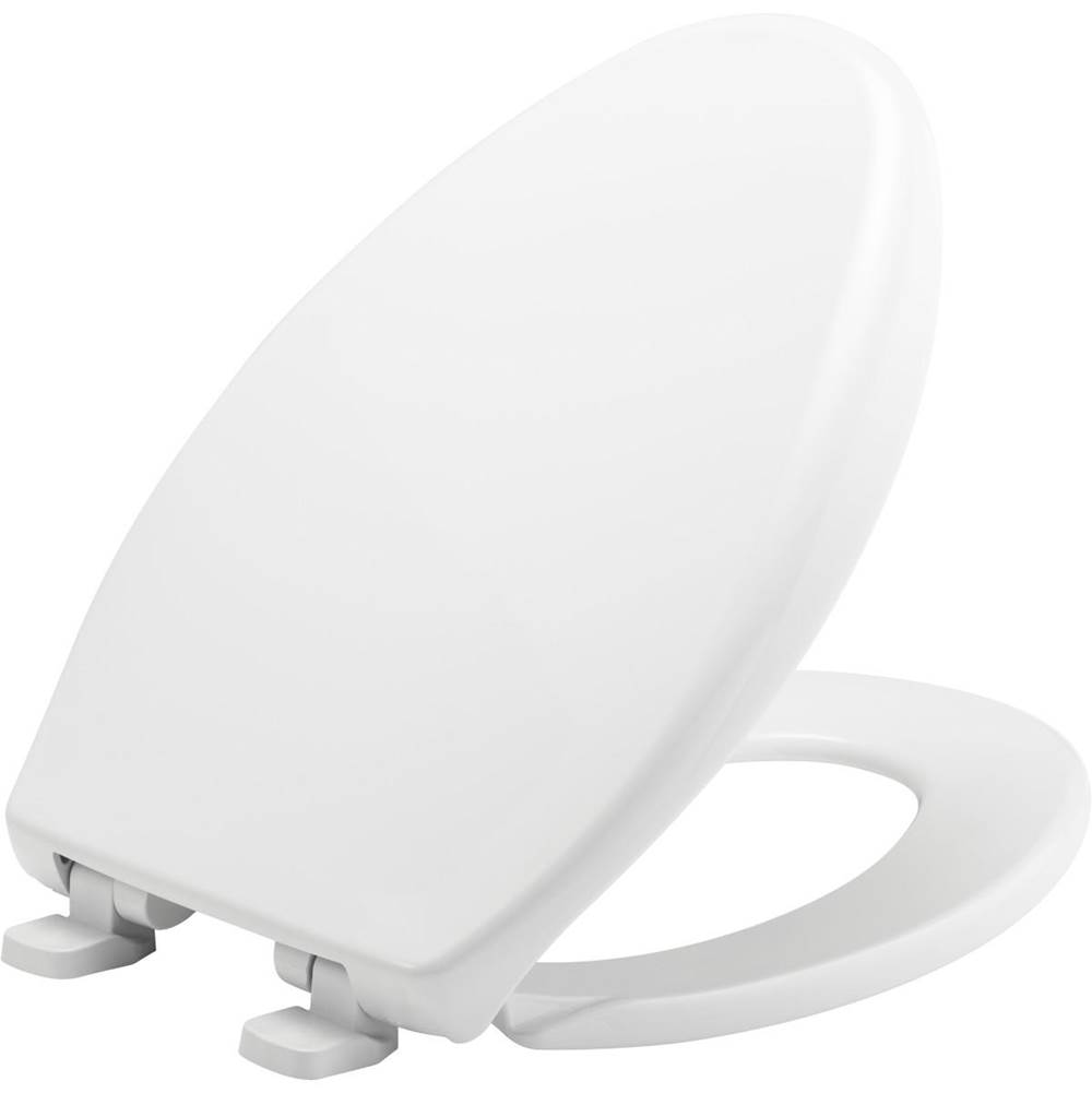 Bemis Elongated Plastic Toilet Seat with WhisperClose Hinge, STA-TITE Commercial Fastening System and DuraGuard - White