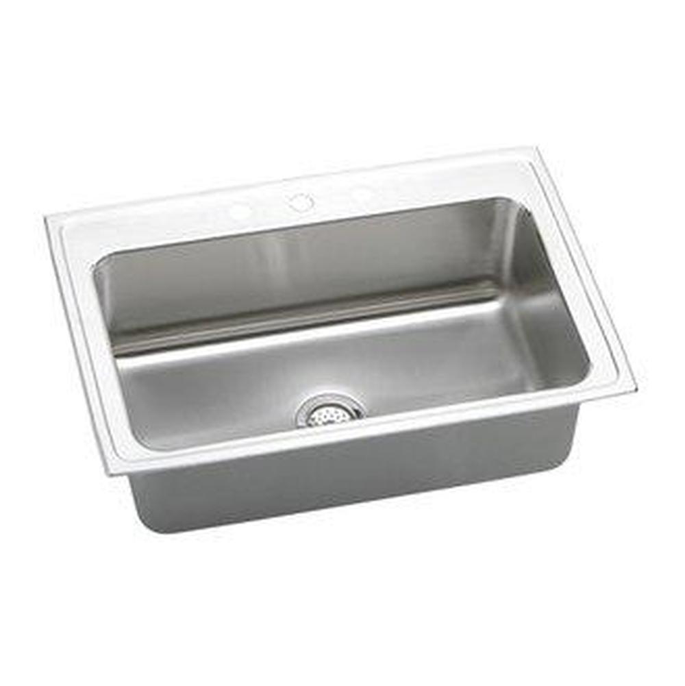 Elkay Lustertone Classic Stainless Steel 33'' x 22'' x 10-1/8'', Single Bowl Drop-in Sink with Quick-clip