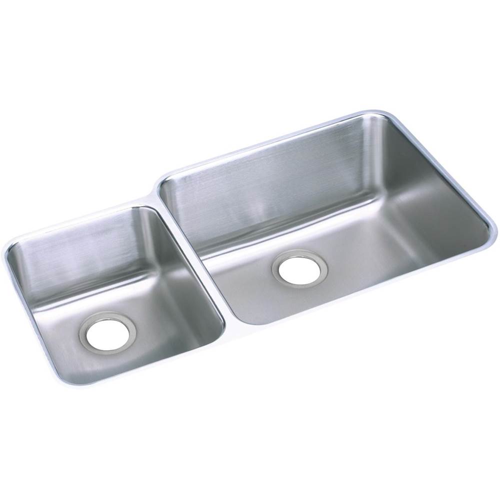 Elkay Lustertone Classic Stainless Steel, 35-1/4'' x 20-1/2'' x 9-7/8'', Offset 40/60 Double Bowl Undermount Sink