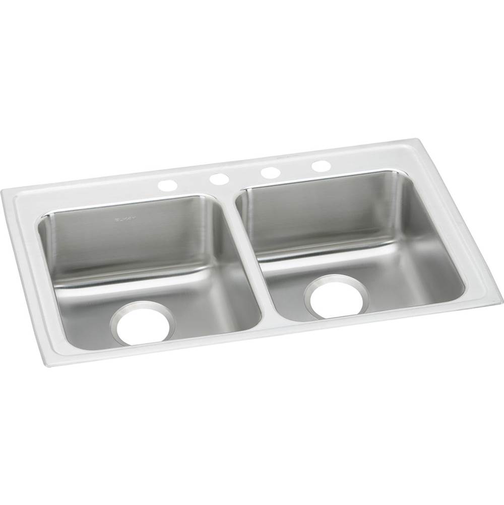 Elkay Lustertone Classic Stainless Steel 29'' x 22'' x 5-1/2'', 5-Hole Equal Double Bowl Drop-in ADA Sink