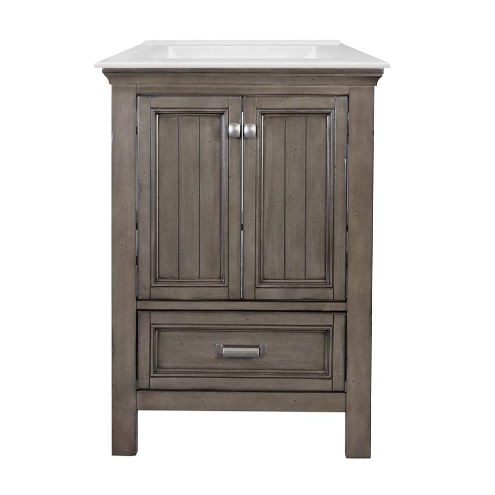 CRAFT + MAIN Brantley 25'' Distressed Grey Vanity with White Fine Fire Clay Top