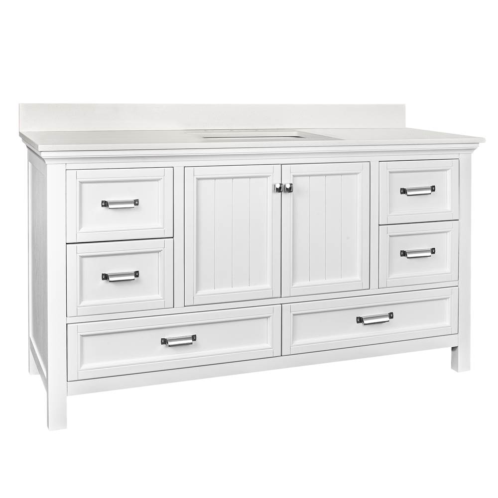 CRAFT + MAIN Brantley 61'' White Vanity with Silver Crystal White ES Top