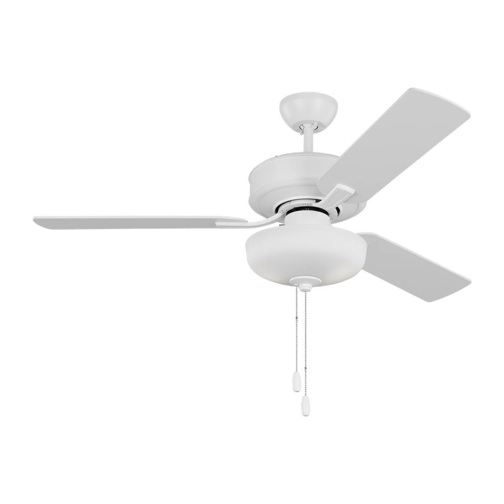 Generation Lighting Linden 48'' traditional dimmable LED indoor matte white ceiling fan with light kit and reversible motor