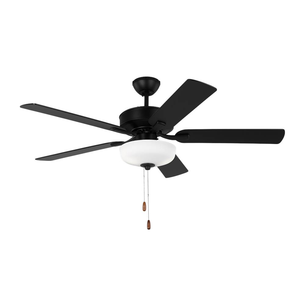 Generation Lighting Linden 52'' traditional dimmable LED indoor midnight black ceiling fan with light kit and reversible motor