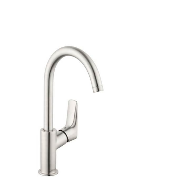 Hansgrohe Logis Single-Hole Faucet 210 with Swivel Spout and Pop-Up Drain, 1.2 GPM in Brushed Nickel