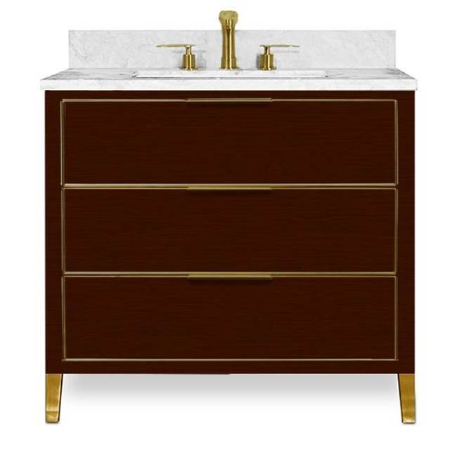 Icera Muse Vanity Cabinet 36-in, Walnut Brown with Satin Brass