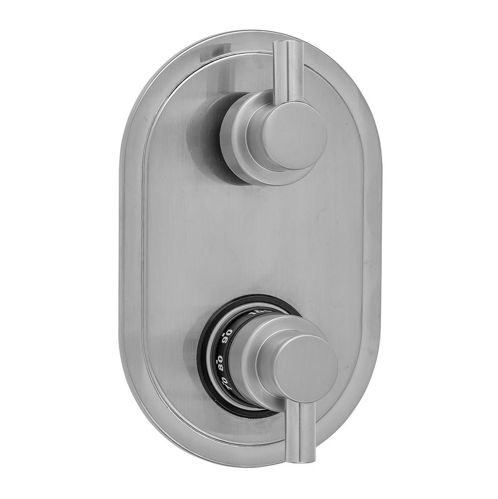 Jaclo Oval Plate with Contempo Short Peg Lever Thermostatic Valve with Short Peg Lever Built-in 2-Way Or 3-Way Diverter/Volume Controls (J-TH34-686 / J-TH34-687 / J-TH34-688 / J-TH34-689)