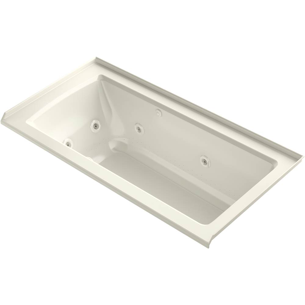 Kohler Archer® 60'' x 30'' integral flange Heated BubbleMassage™ air bath and whirlpool with right-hand drain