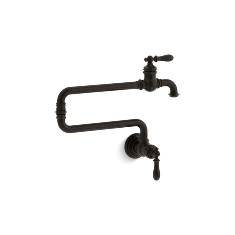 Kohler Artifacts® single-hole wall-mount pot filler kitchen sink faucet with 22'' extended spout