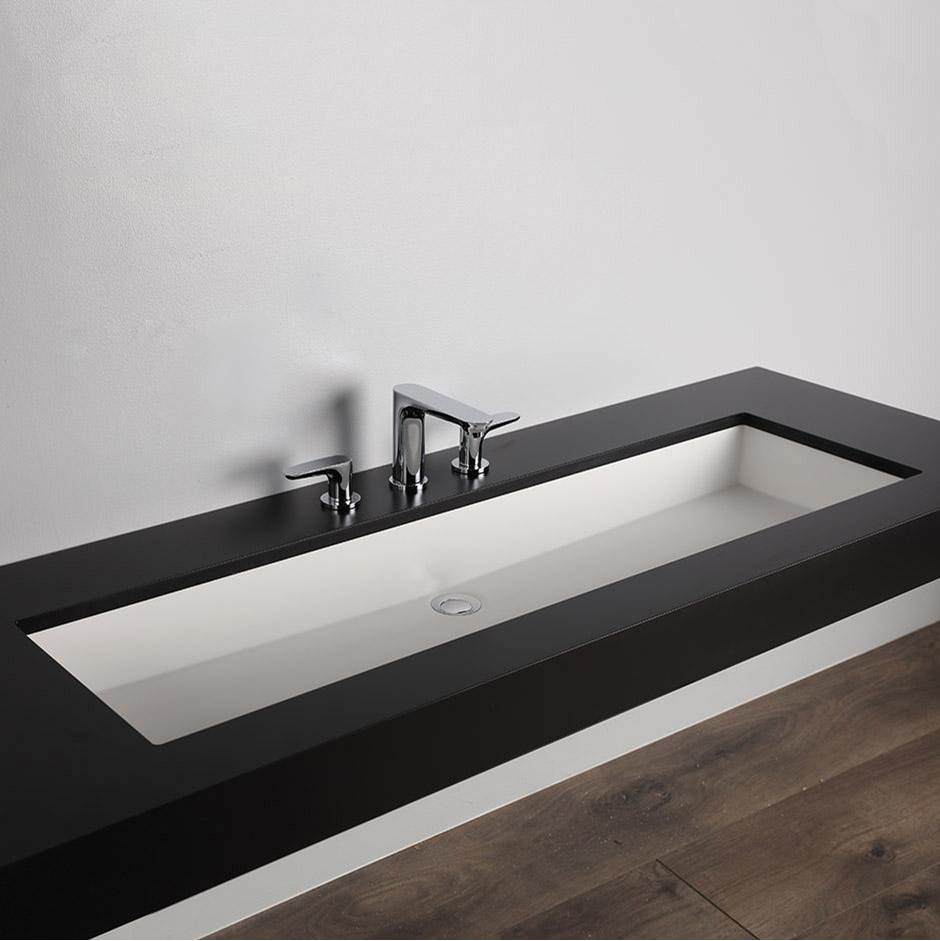 Lacava Under-counter Bathroom Sink made of solid surface with an overflow. W: 47 1/2'', D: 15'', H:5 3/4''