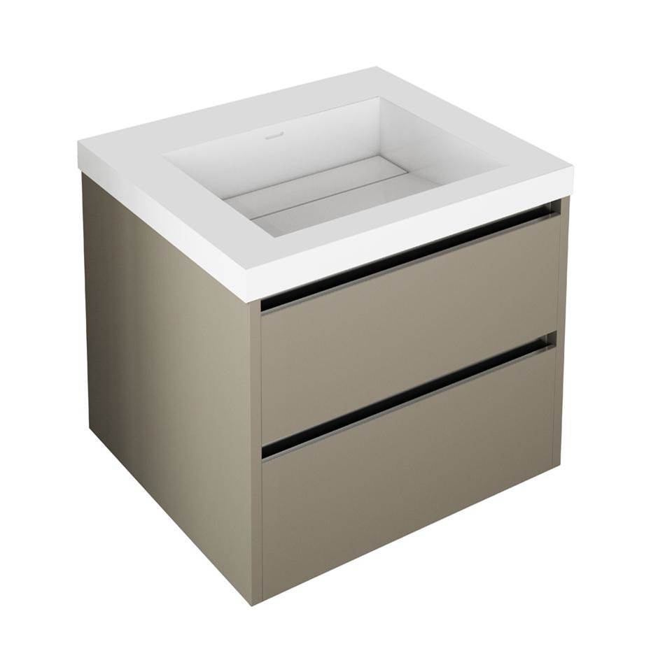 Lacava Wall-mount under counter vanity with 2 drawers and notch in back. H261T sold separately.W:23 3/4'', D: 20 7/8'', H:22''.