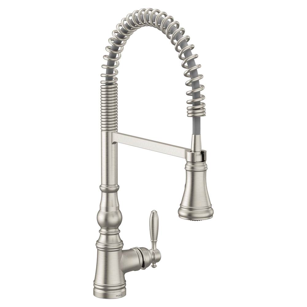 Moen Weymouth One Handle Pre-Rinse Spring Pulldown Kitchen Faucet with Power Boost, Spot Resist Stainless