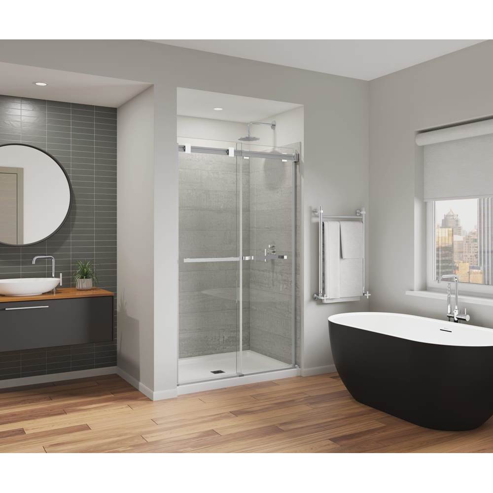 Maax Duel Alto 44-47 X 78 in. 8mm Bypass Shower Door for Alcove Installation with GlassShield® glass in Chrome & Matte White