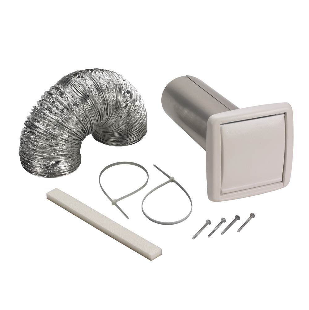 Broan Nutone Broan-NuTone® Wall Vent Kit for 3'' or 4'' Round Duct with Backdraft Damper, White