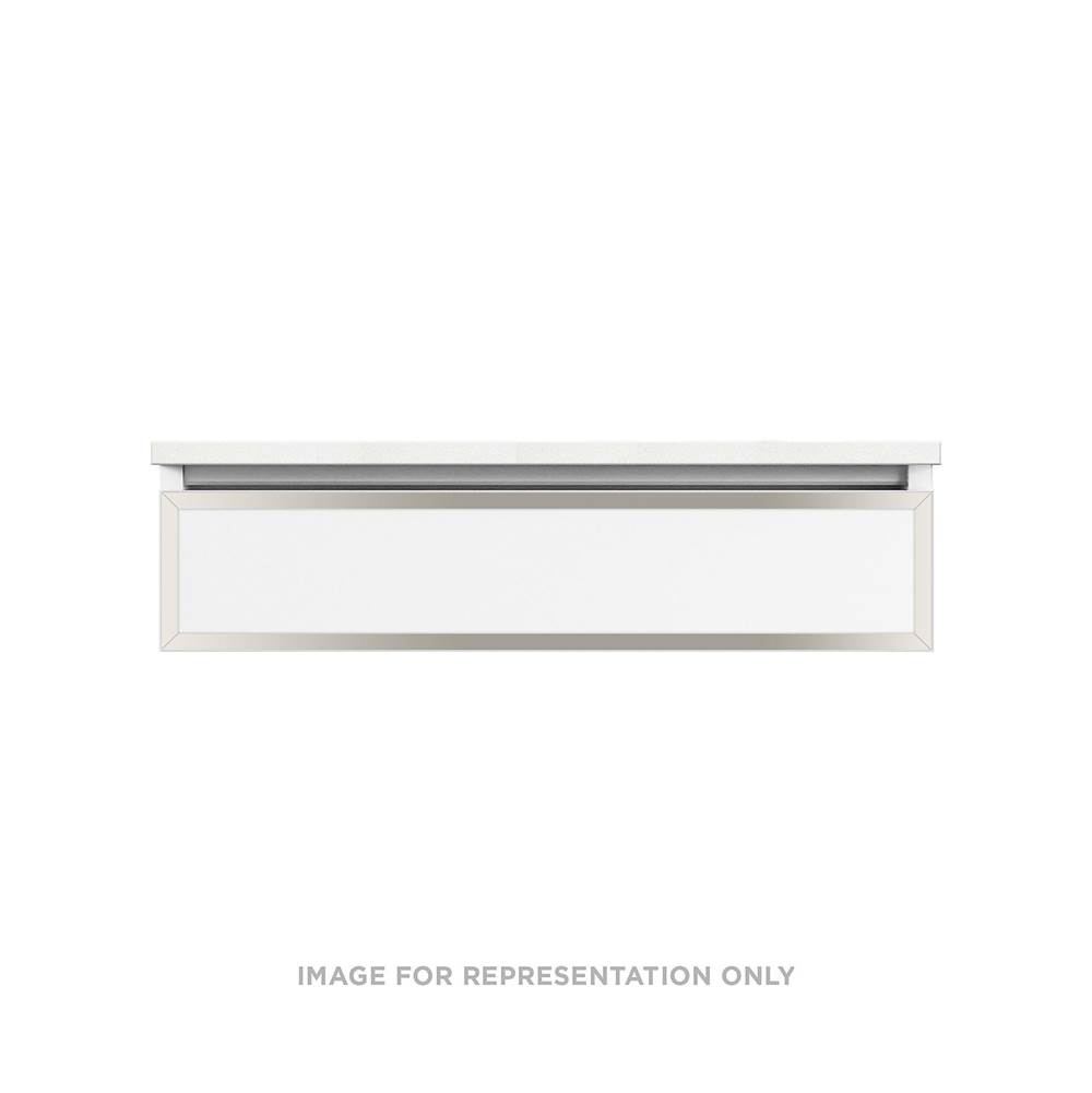 Robern Profiles Framed Vanity, 36'' x 7-1/2'' x 21'', Matte Gray, Polished Nickel Frame, Tip Out Drawer, Selectable Night Light