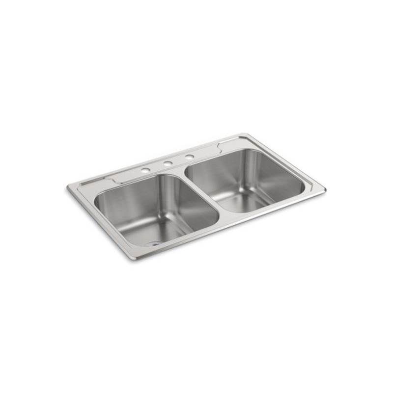 Sterling Plumbing Middleton® Top-Mount Double-Equal Kitchen Sink, 33'' x 22'' x 8''