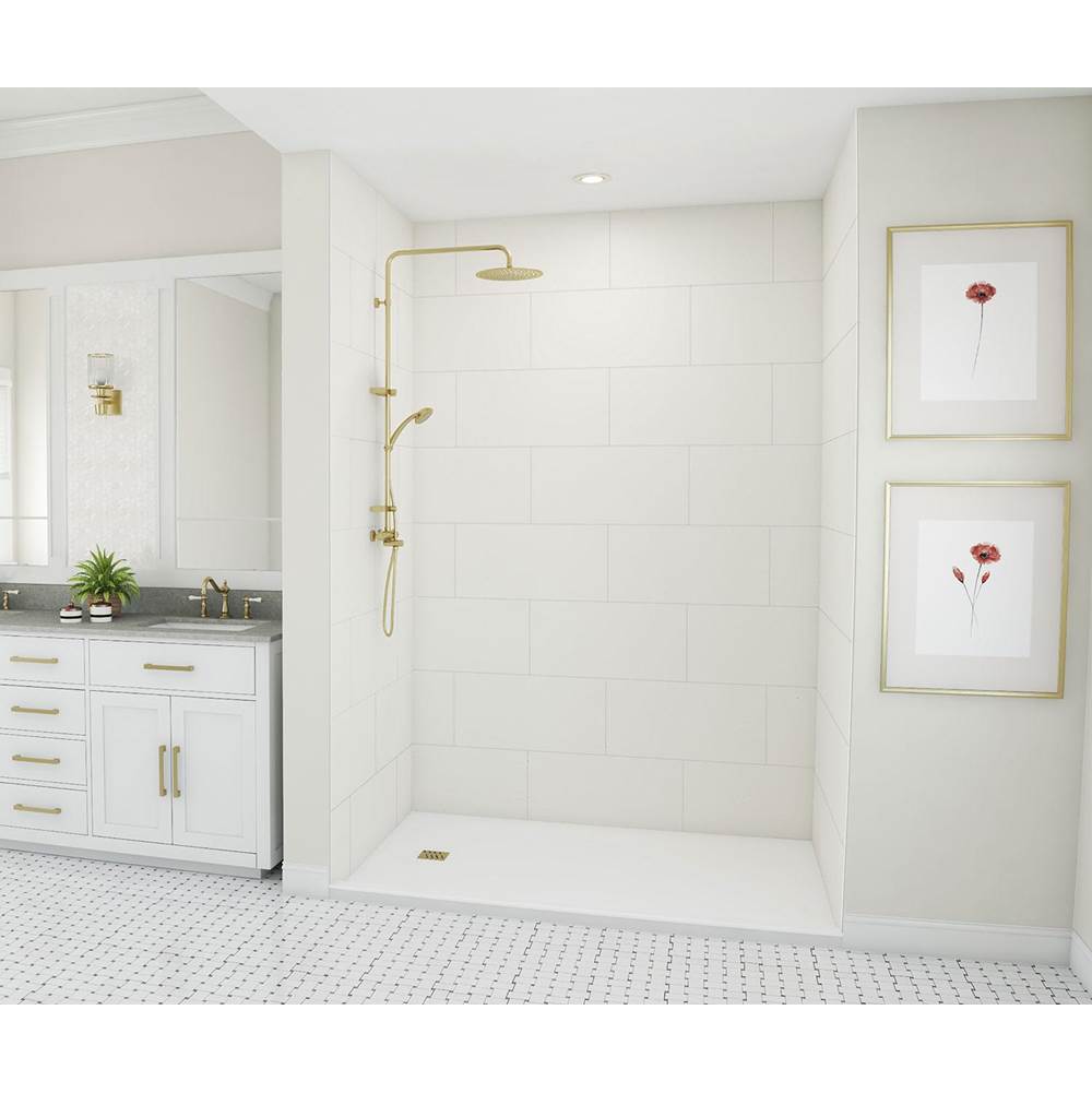 Swan TSMK96-3062 30 x 62 x 96 Swanstone® Traditional Subway Tile Glue up Shower Wall Kit in White