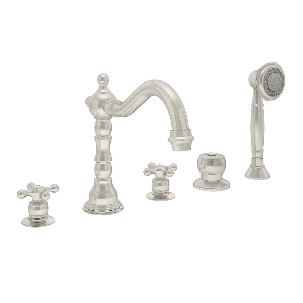Symmons Carrington 2-Handle Deck Mount Roman Tub Faucet with Hand Shower in Satin Nickel