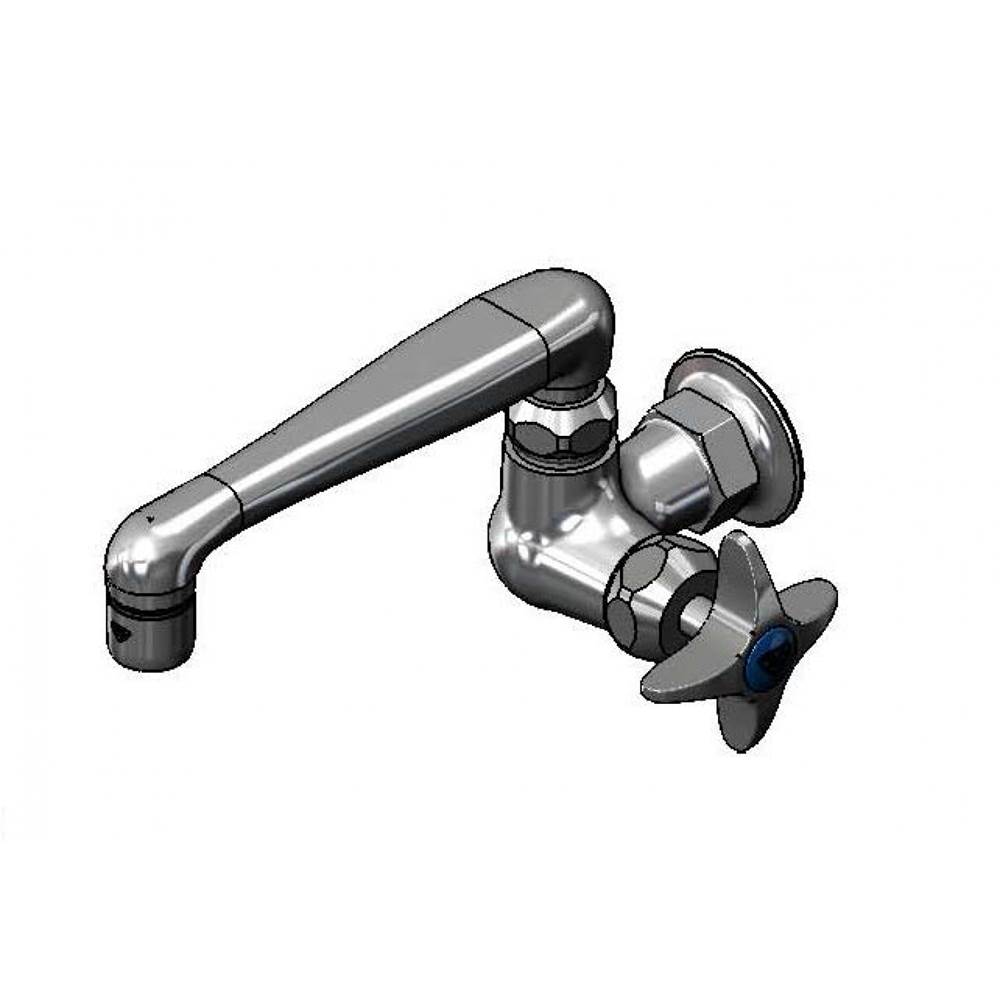 T&S Brass Single Pantry Faucet, Single Hole Base, Wall Mount, 6'' Cast Spout (0SC6), Cerama Cartridge