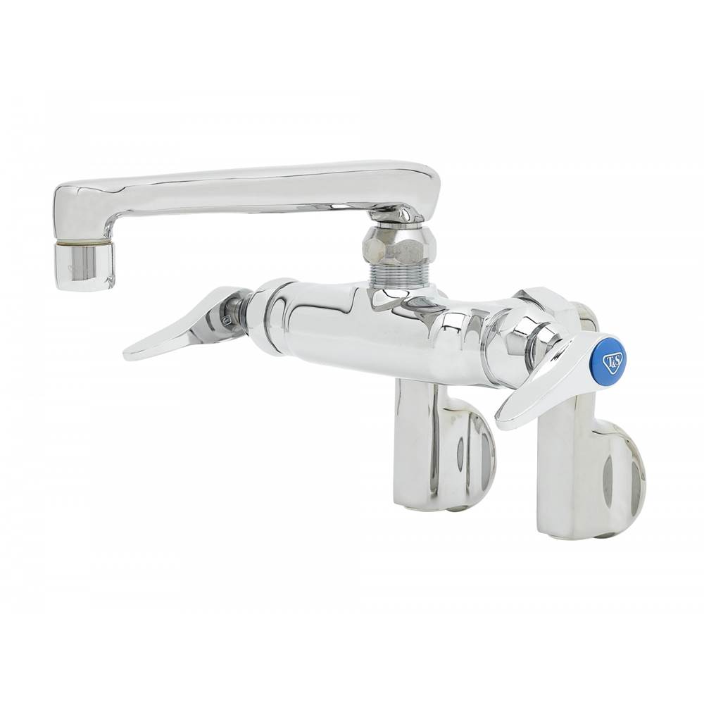 T&S Brass Double Pantry Faucet, Wall Mount, Adjustable Centers, 6'' Cast Spout, 2.2 GPM Aerator