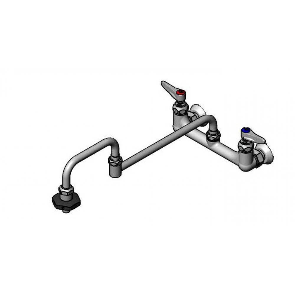 T&S Brass Pot Filler, 8'' Wall Mount, 18'' Double Joint Nozzle, Insulated On-Off Control, 00EE Flanges