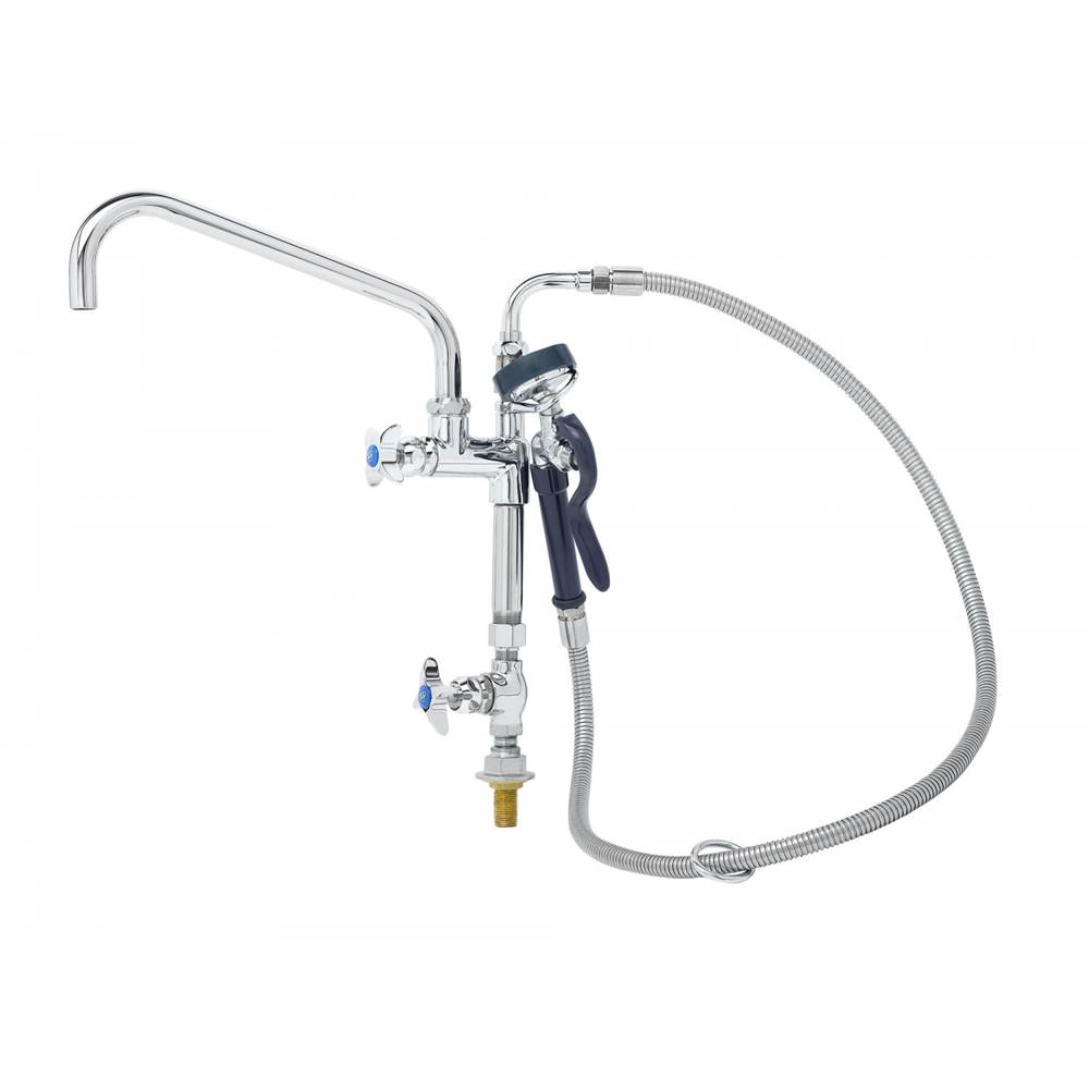 T&S Brass BIG-FLO Assembly: Control Valve, Add-On Faucet & 12'' Nozzle, Angled Spray Unit