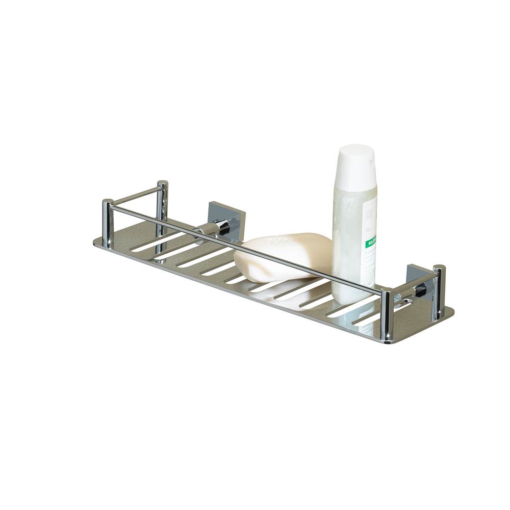 Valsan Essentials Polished Brass Rectangular Shower Shelf With Square Backplates 11 3/4'' X 2 1/2''