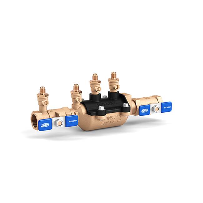 Zurn Industries Double Check Valve Assy, Composite Vessel, MBS THD x MBS THD, Less Ball Valves