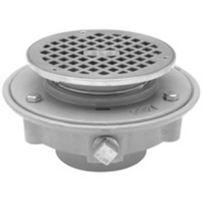 Zurn Industries 3-inch Cast-Iron, Threaded, Low Profile, Adjustable Floor Drain with Clamp Collar